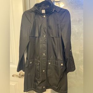 Calvin Klein black trench rain coat, size XS